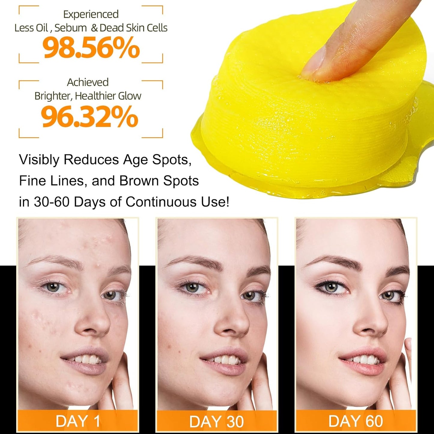 Turmeric & Kojic Acid Cleansing Pads - Brightening Facial Exfoliator, 40ct