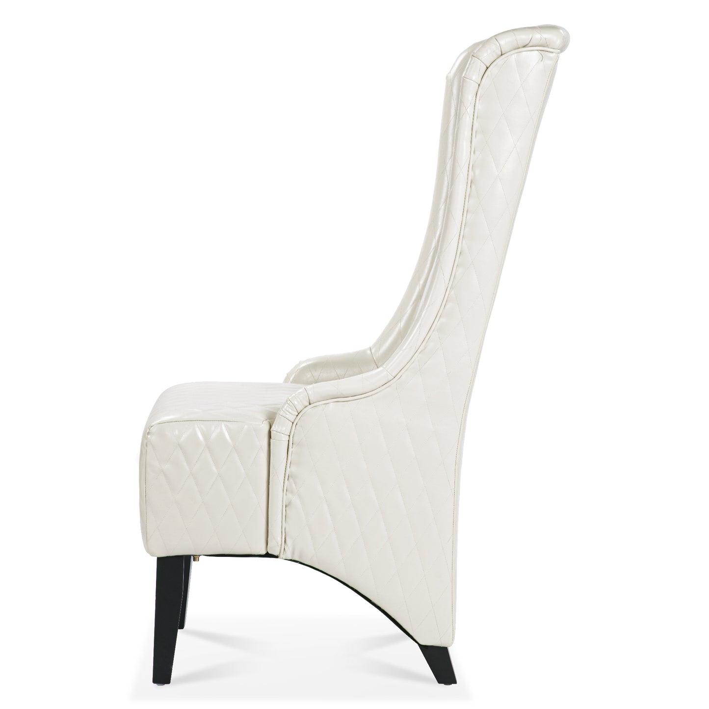 High-Back Faux Leather Accent Chair - White Wingback Design