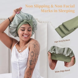 Adjustable Satin Silk Hair Bonnet for Sleeping - Large Reversible Sleep Cap