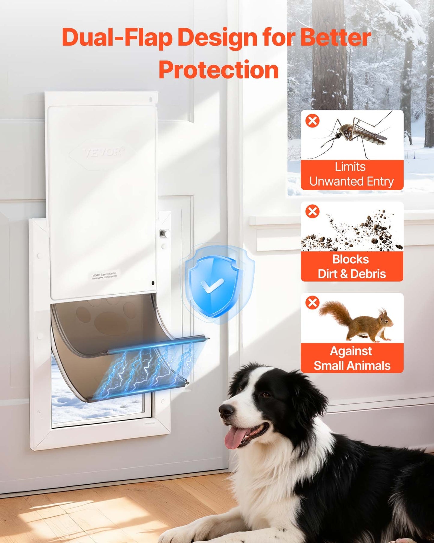 Large Pet Door with Double Magnetic Flaps Metal Frame Weatherproof Dog Door for Indoor & Outdoor Use