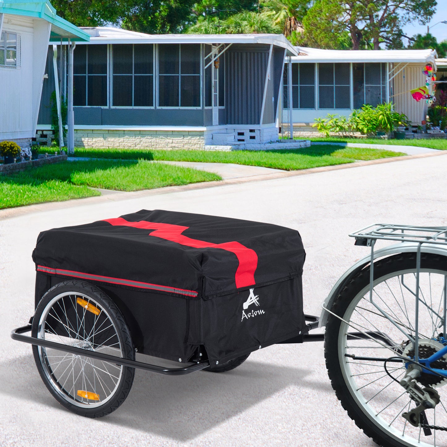 Bicycle Cargo Trailer with Removable Cover - 20" Wheels, Red