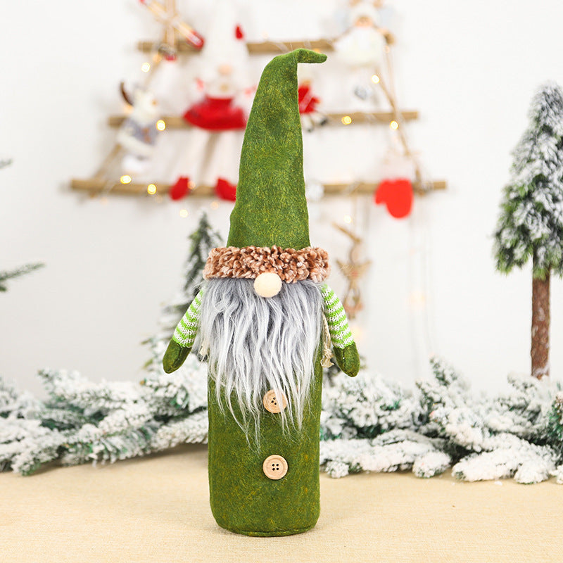Faceless Old Man Christmas Wine Bottle Cover - Holiday Decor, Wine Sleeve