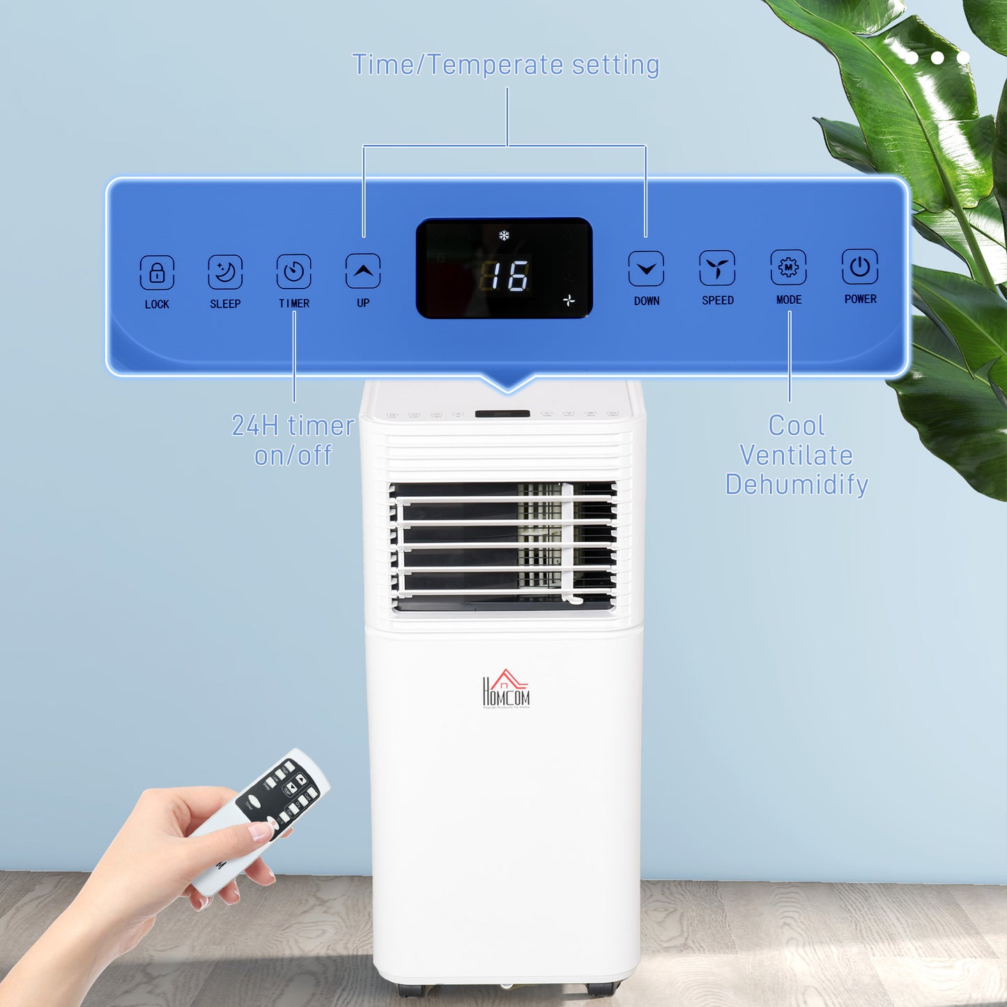 Portable 8000 BTU Air Conditioner with Remote, Dehumidifier & Timer - White