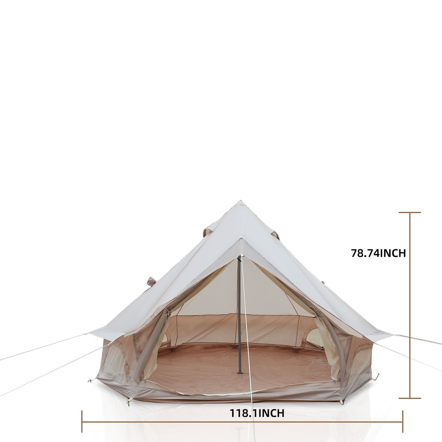 Spacious 9.8ft Bell Tent for 3-4 People - Beige Glamping Shelter