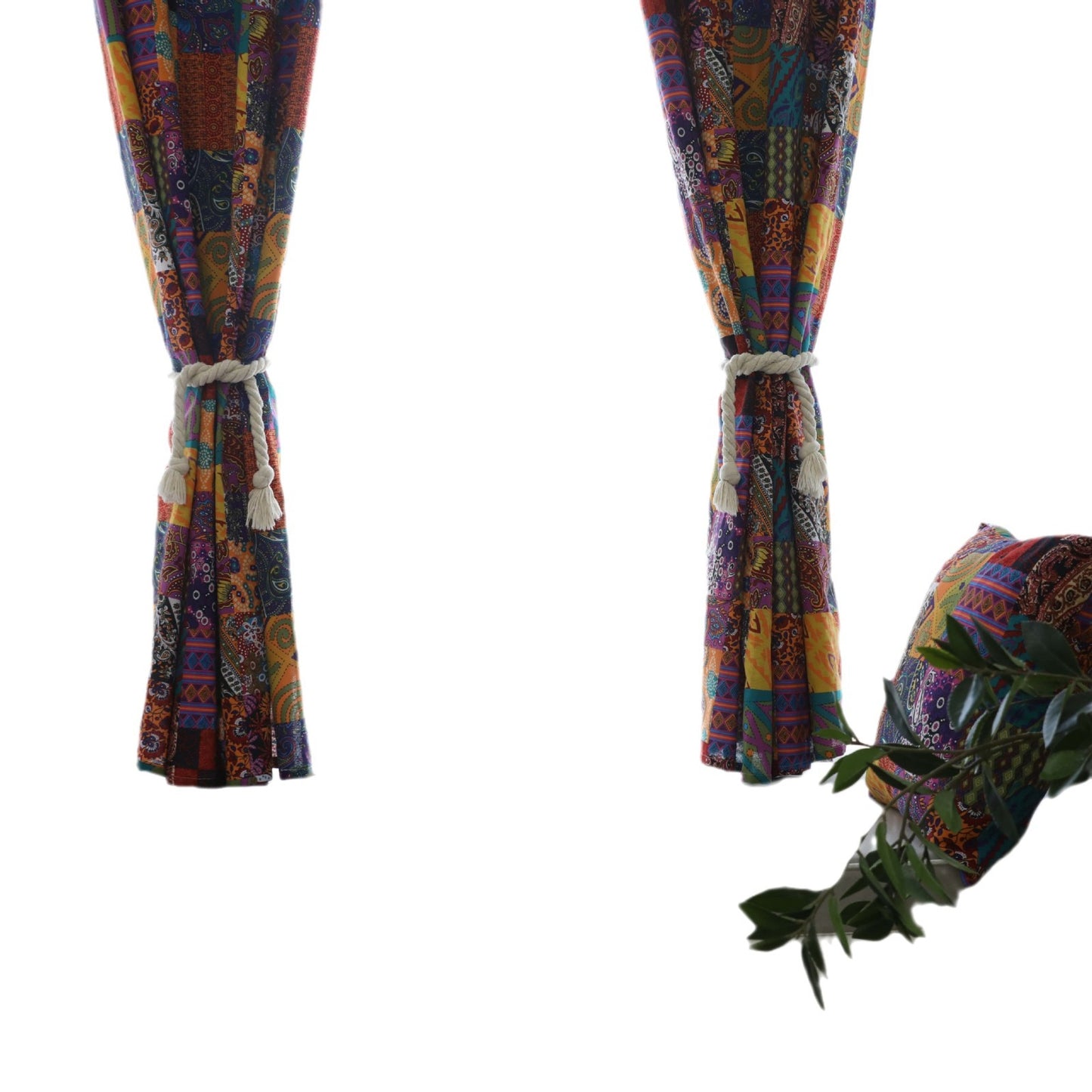 Bohemian Retro Style Cotton Linen Window Curtain for Home