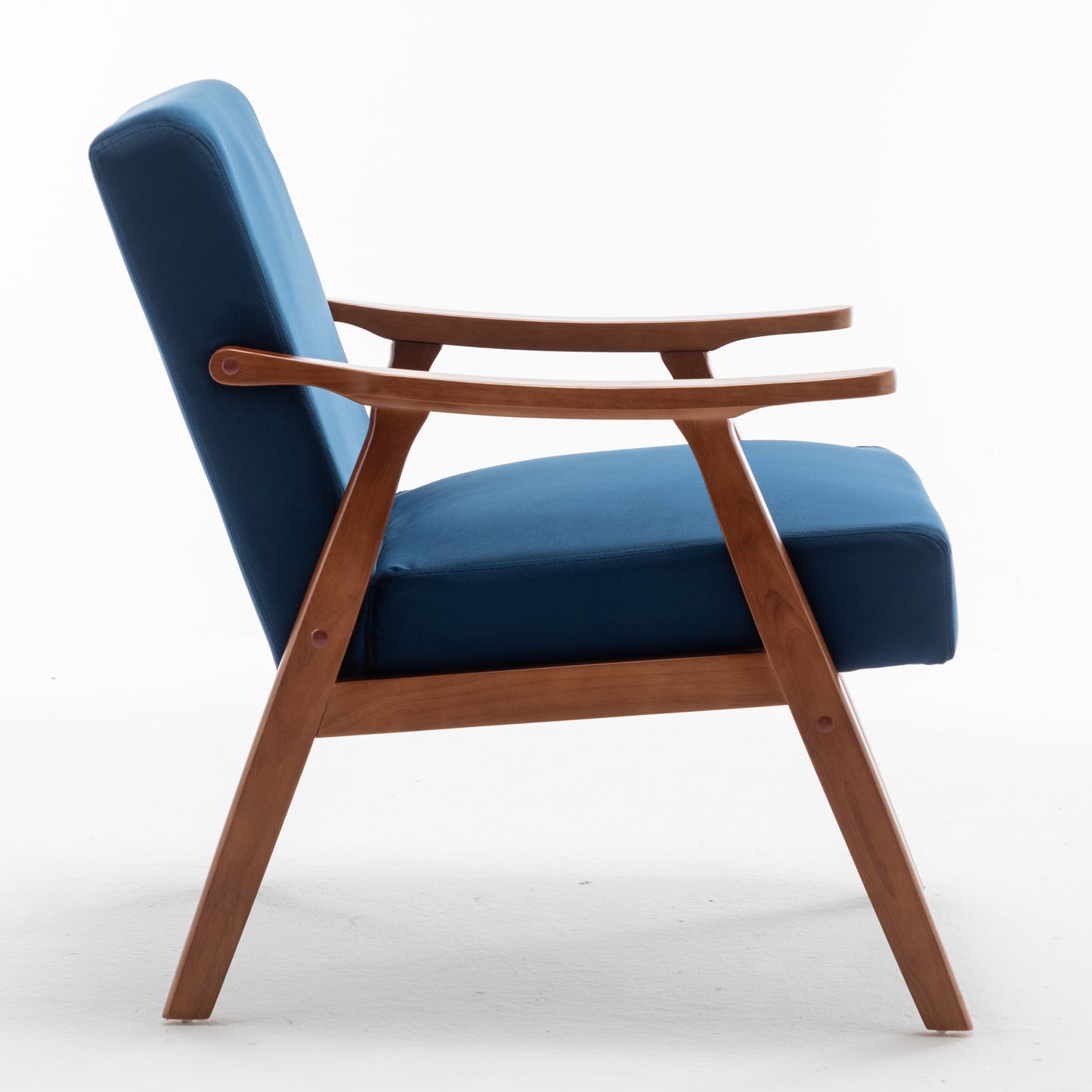 Mid-Century Modern Accent Chair - Blue Velvet Lounge Chair