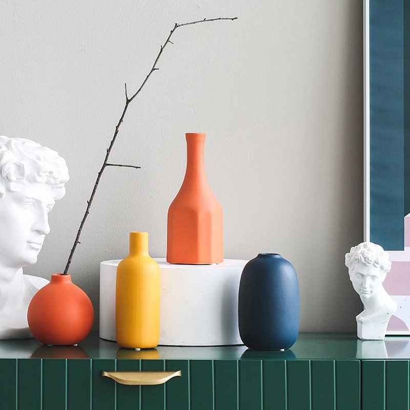 Nordic Style Ceramic Vase - Morandi Tones, Creative Home Decor