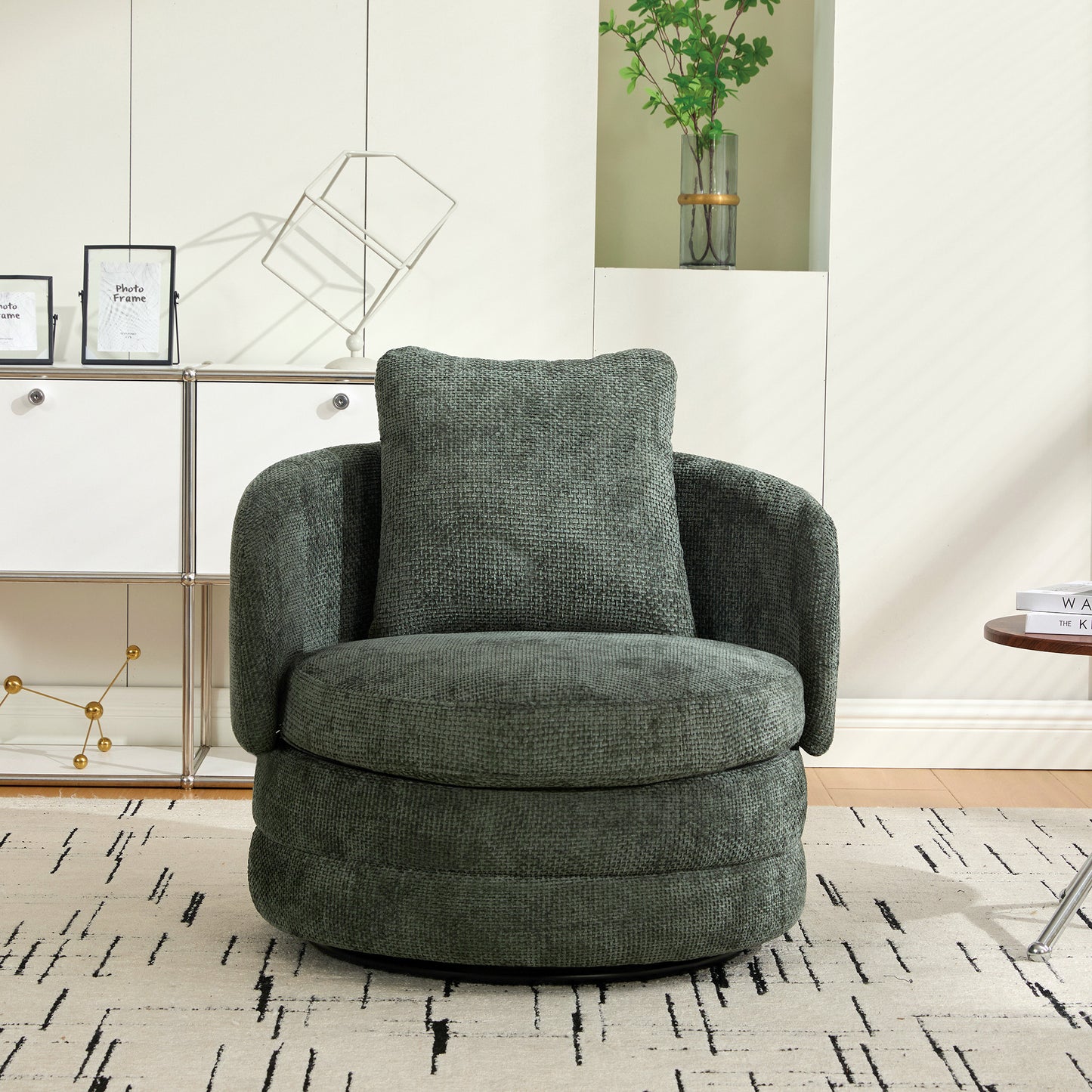 30" Modern Round 360° Swivel Barrel Accent Chair - Green