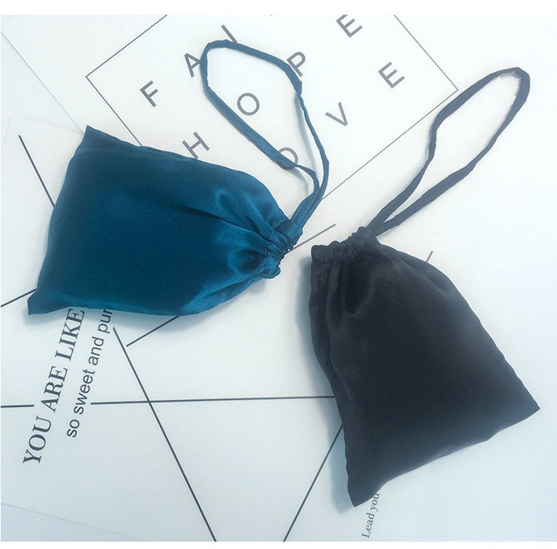Silk Eye Mask Cosmetic Bag with Pocket - Jewelry & Travel Organizer
