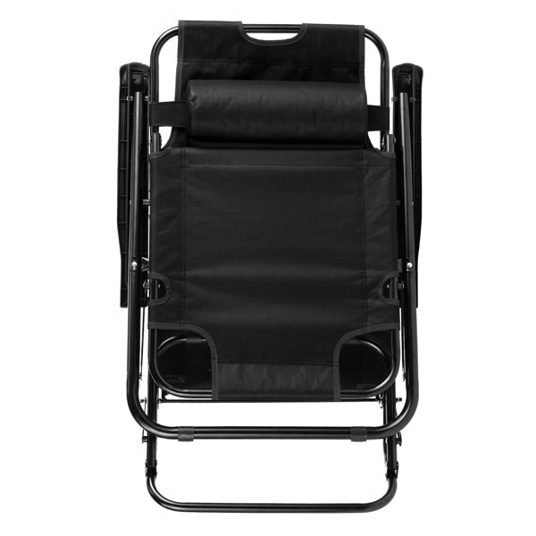 Portable Folding Reclining Chair - Dual Purpose Black