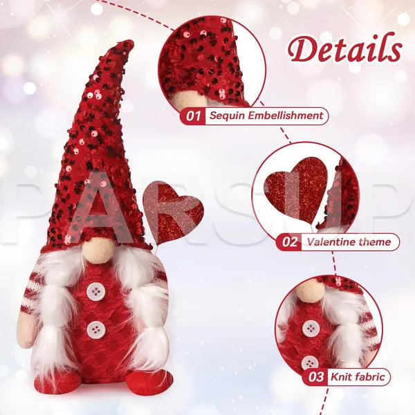 Handmade Plush Swedish Elf Gnomes with Heart Balloon - 2 Pcs