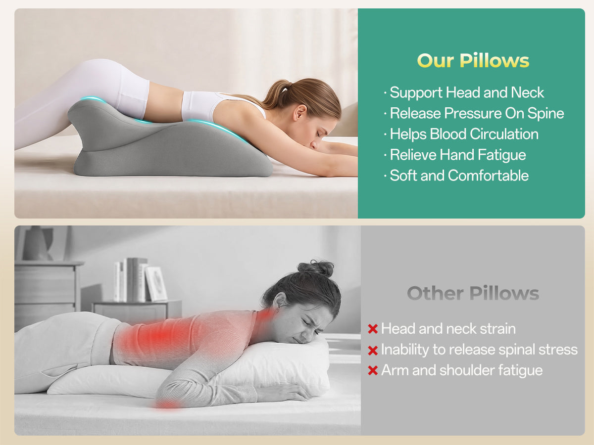 Ergonomic Memory Foam Support Pillow for Couples - Grey