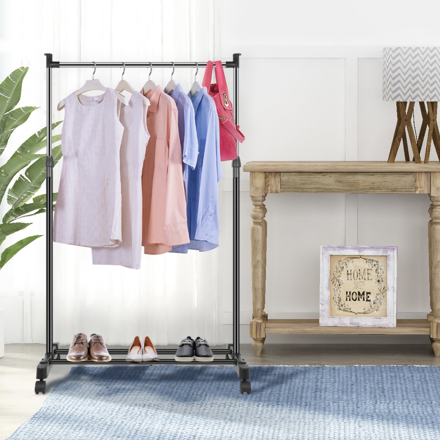15kg 33lbs Garment Racks 3.12ft To 4.80ft Height Adjustable Clothes