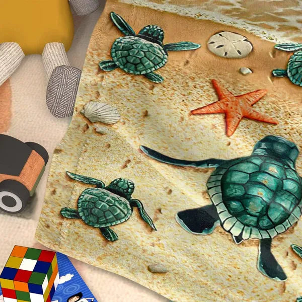 Sea Turtle Flannel Throw Blanket - Soft & Cozy for Couch, Bed