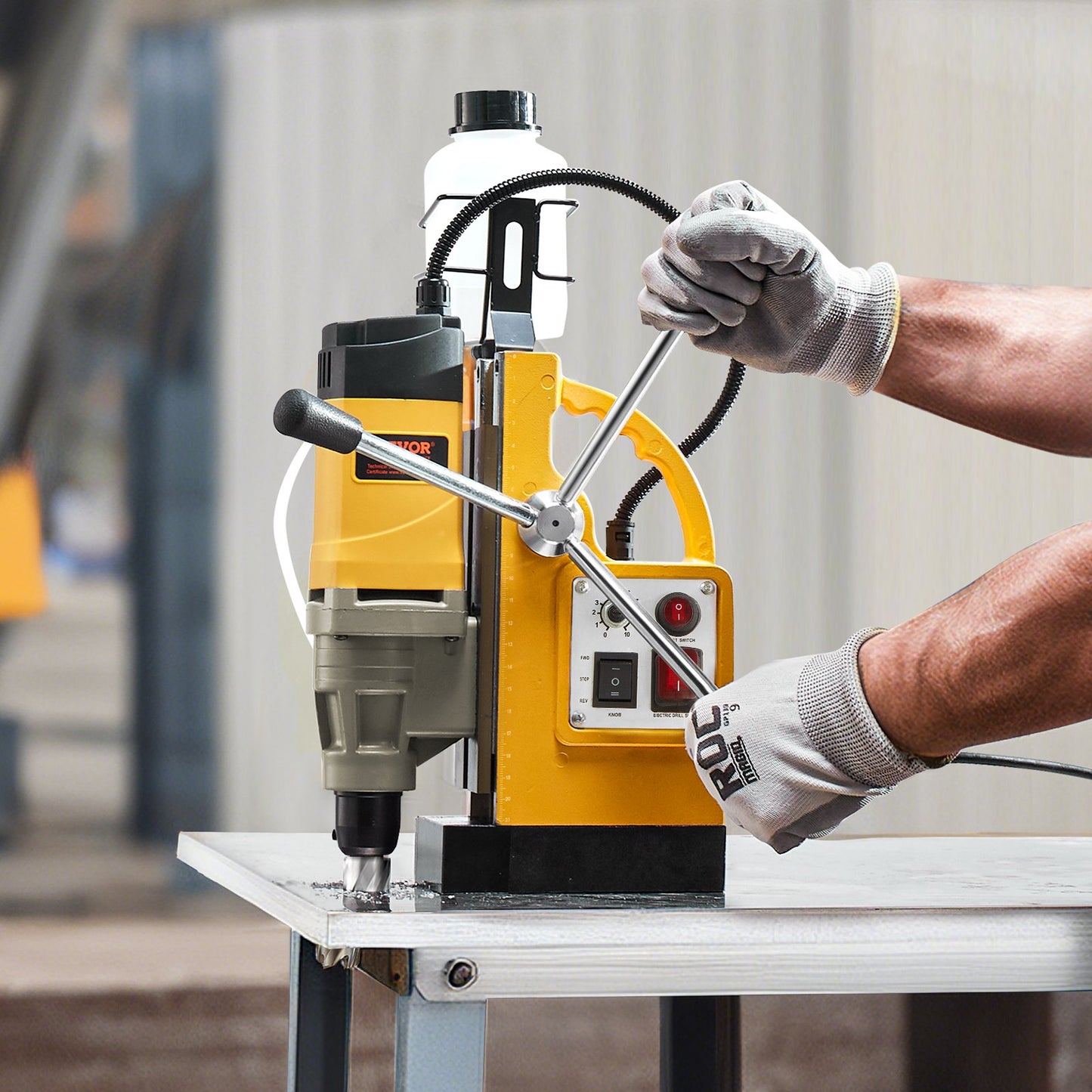 Magnetic Drill Press 1450W 2878 Lbf Boring Diameter 2 Inch Yellow Power Tool
