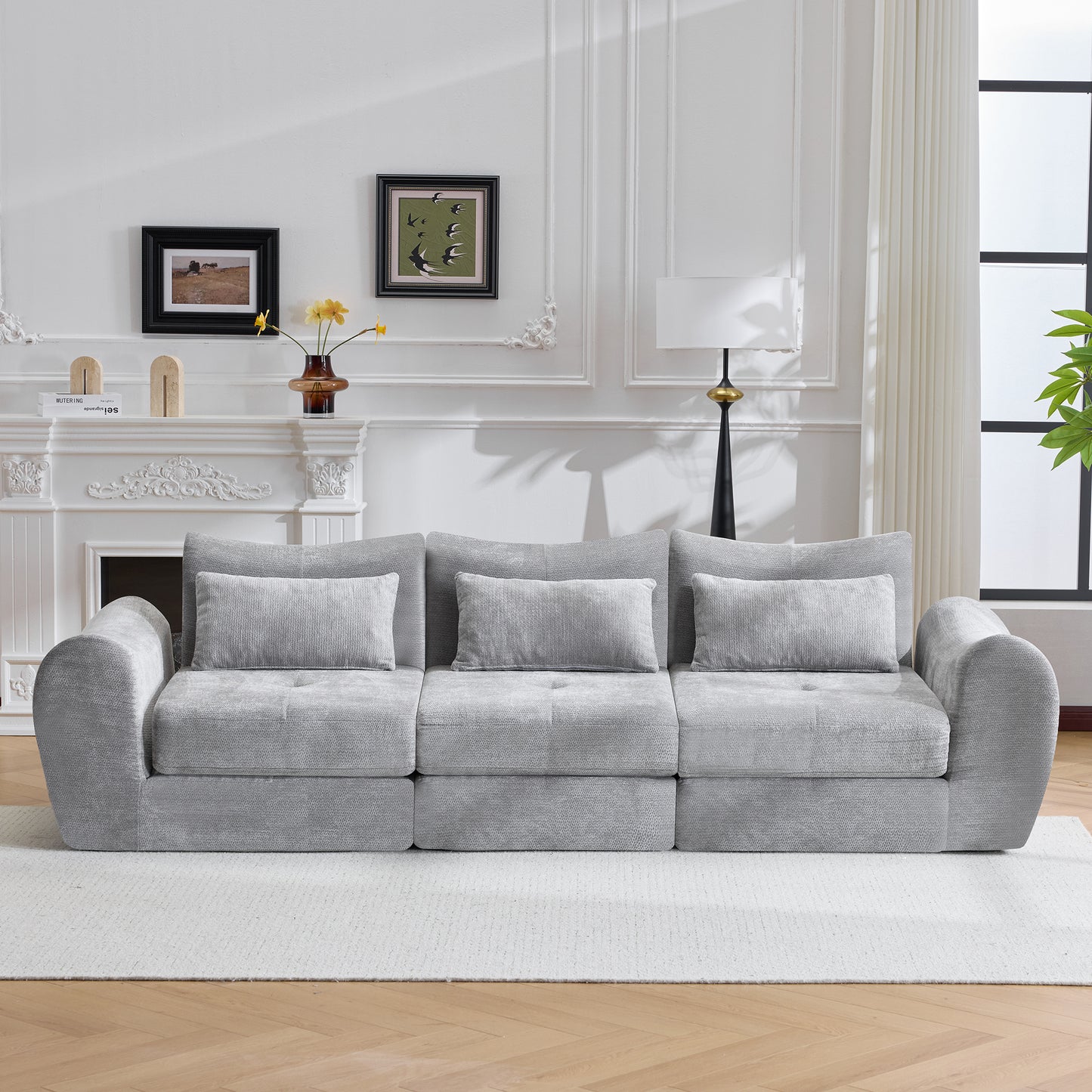 Modular Cloud Sofa Bed - Convertible Sectional Sofa in Grey