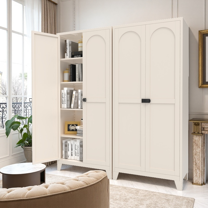 71'' Metal Storage Cabinet with Lock & Adjustable Shelves - Beige