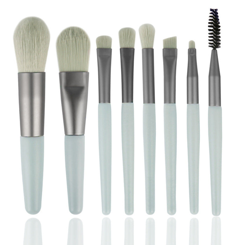 Mini No. 8 Makeup Brush Set - Assorted Styles, 8-Piece Portable Cosmetic Tools