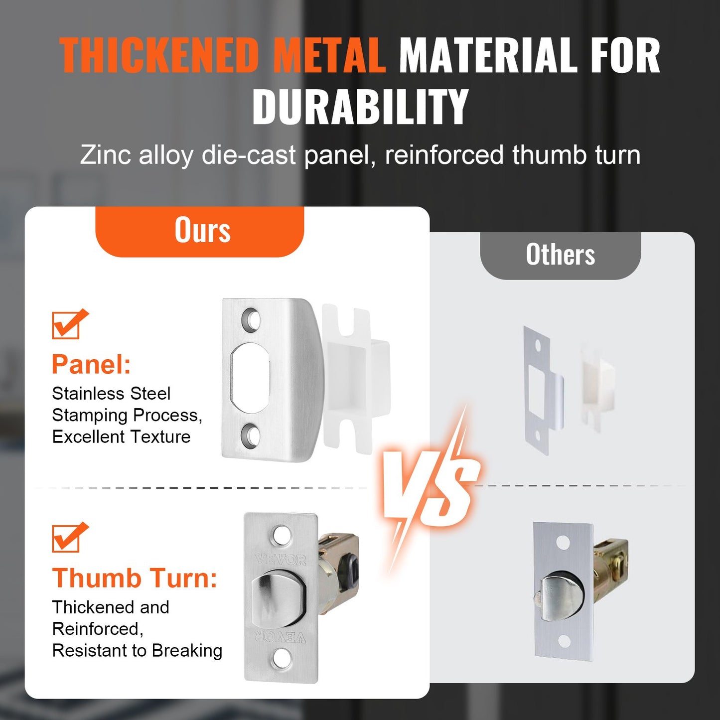 Square Front Door Handle Set - Reversible, Satin Nickel, Adjustable Spacing