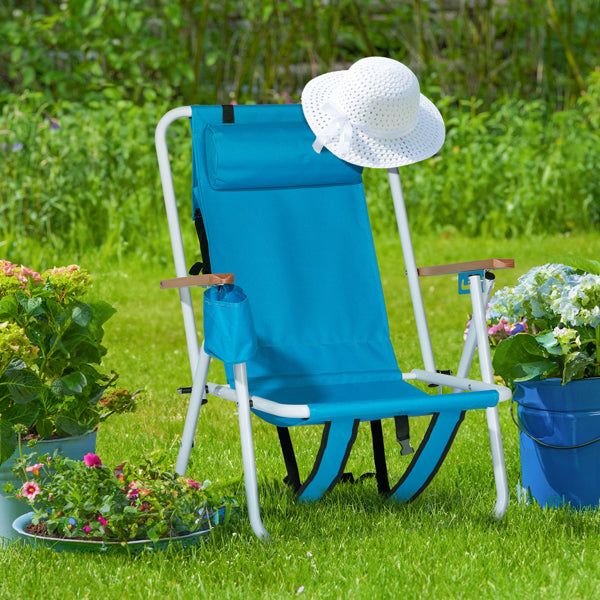 Folding Beach Chair Set of 2 - 4-Position Portable Camping Chairs