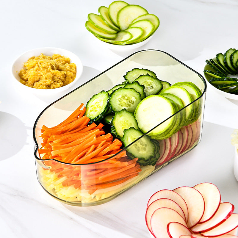 Multifunction Vegetable Cutter with Stainless Steel Blades and Drainage Basket - Food Chopper & Slicer
