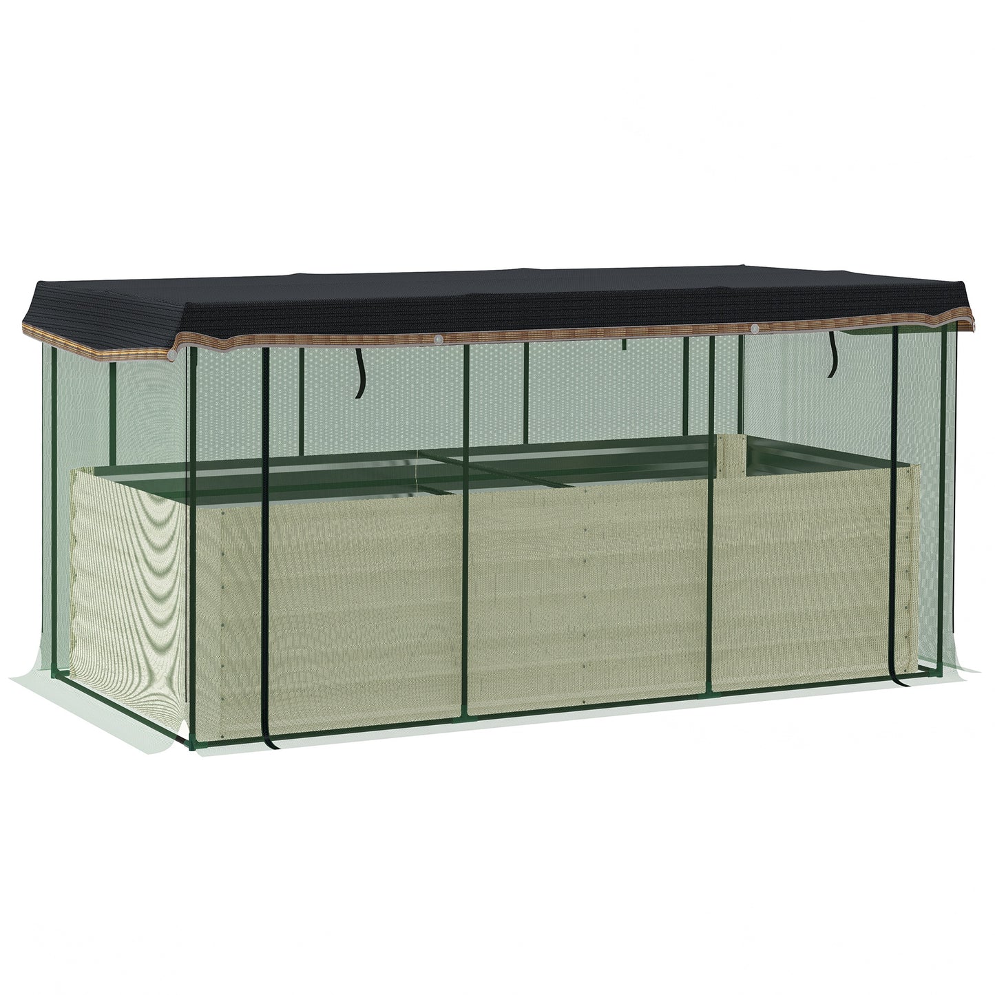 Galvanized Steel Raised Garden Bed with Crop Cage & Shade Cloth - Beige, 1185x340x150 mm