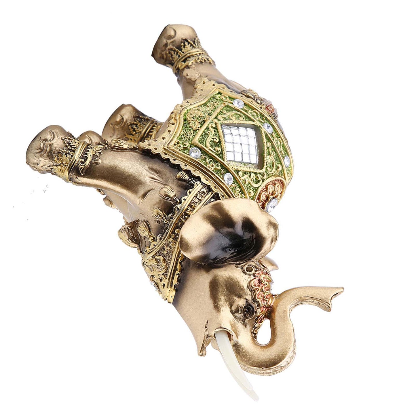 Feng Shui Green Elephant Statue - Wealth Figurine for Home Decor