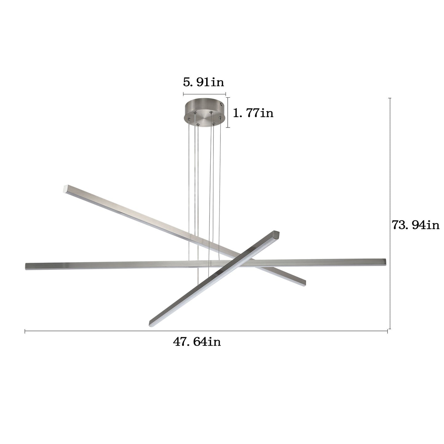 Modern LED Chandelier - Geometric 3-Arm Design, Adjustable Height
