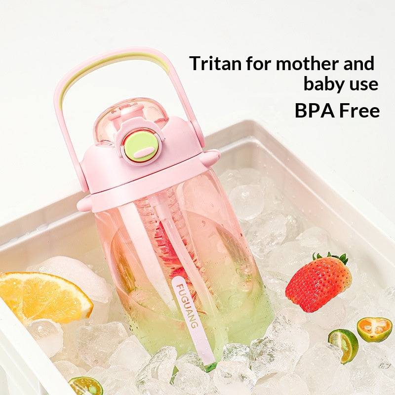 High Temperature Resistant Large Capacity Plastic Water Cup with Straw