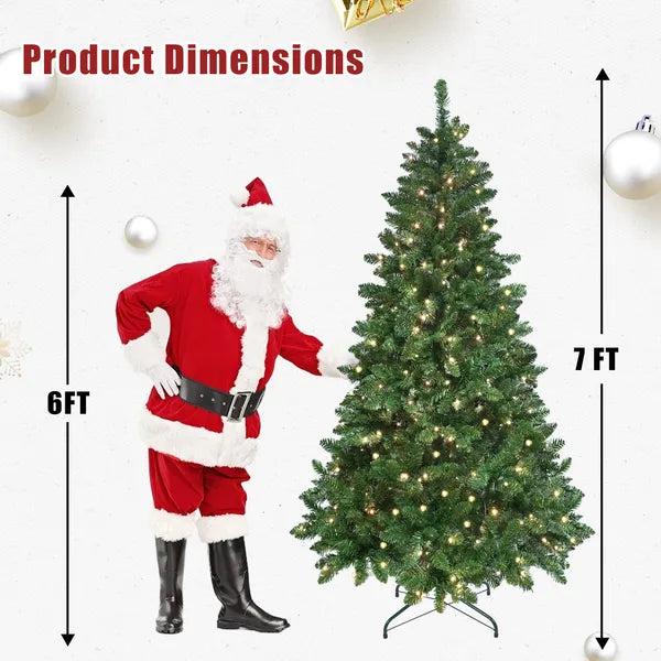9ft Green RGB-Lit Artificial Christmas Tree with Hinged Base