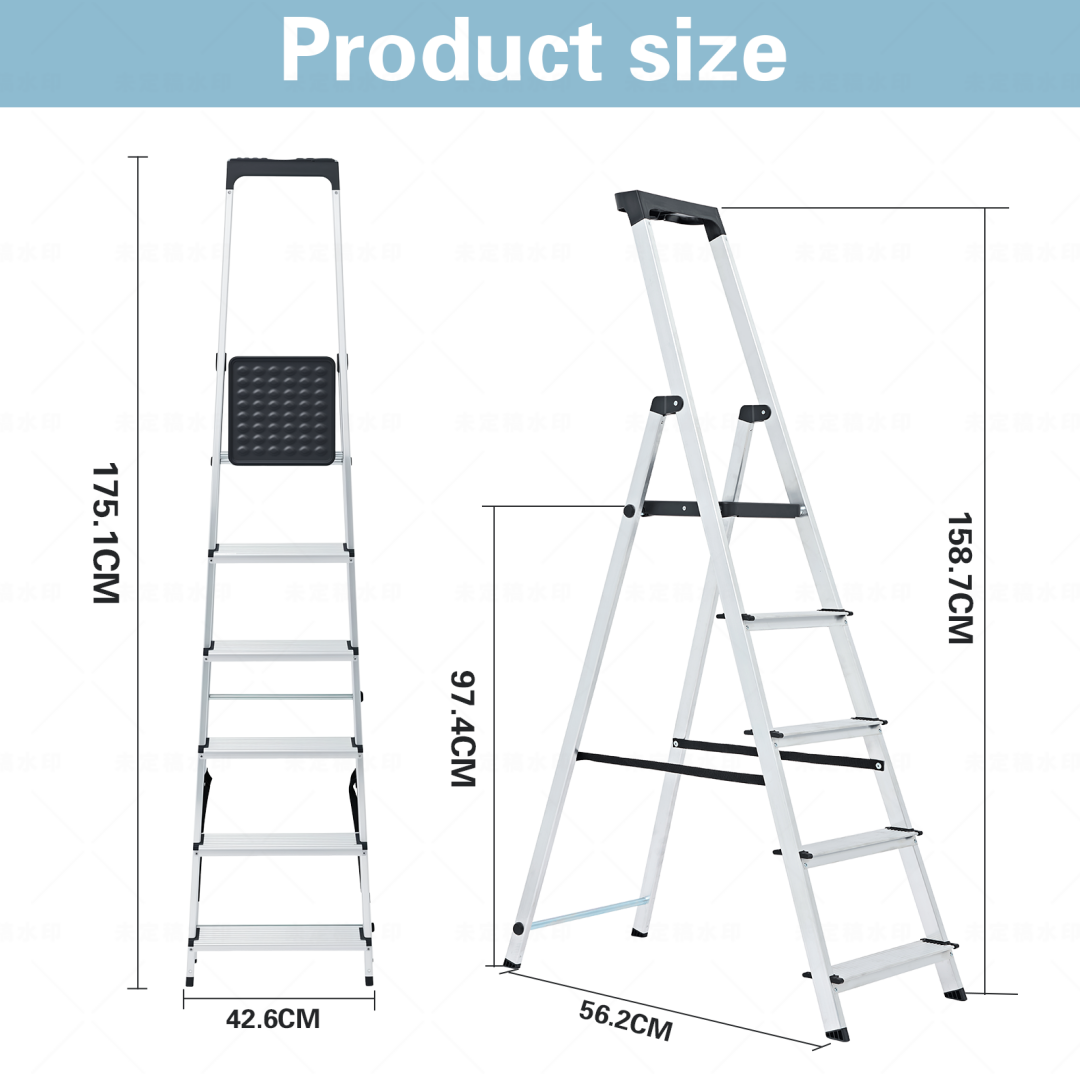 Folding Step Ladder with Handrail - 330 lb Capacity, Anti-Slip