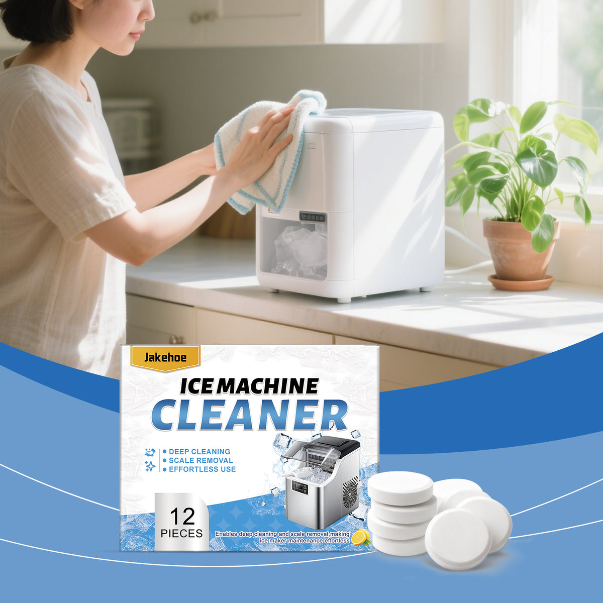 Ice Maker Cleaning Sheets 12 Pack - Food-Grade Descaler & Odor Remover