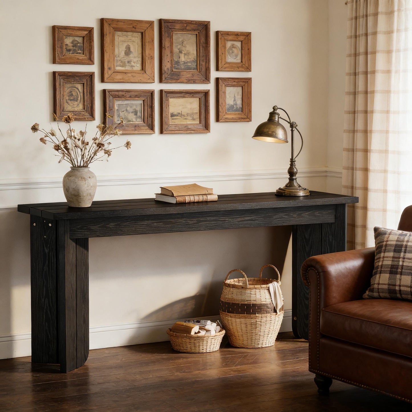 Rustic Console Table - Farmhouse Entryway Sofa Table - Black