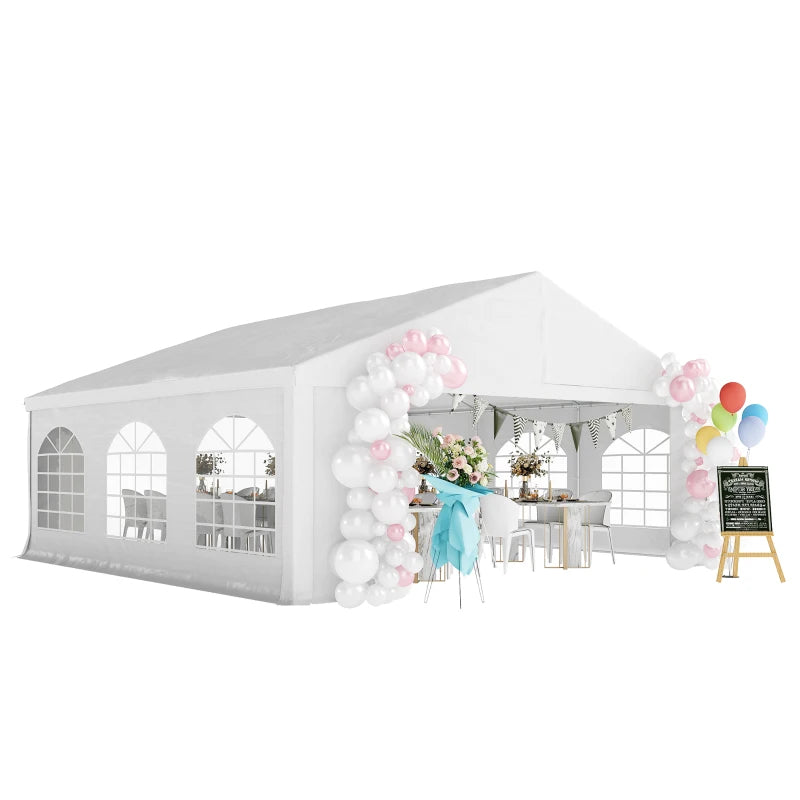 Heavy-Duty Outdoor Wedding Tent with Sidewalls and Steel Frame - White