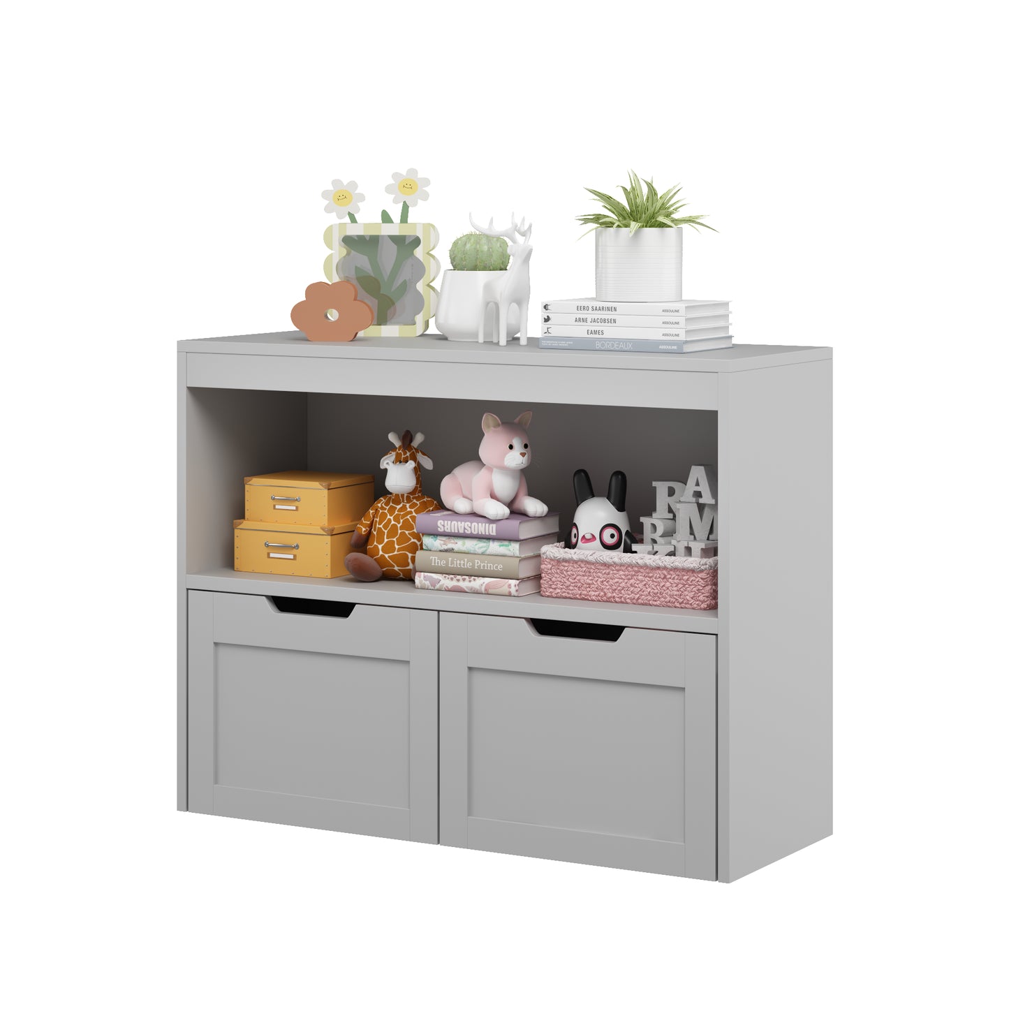 Gray Book Organizer & Toy Storage Cabinet - Large Capacity