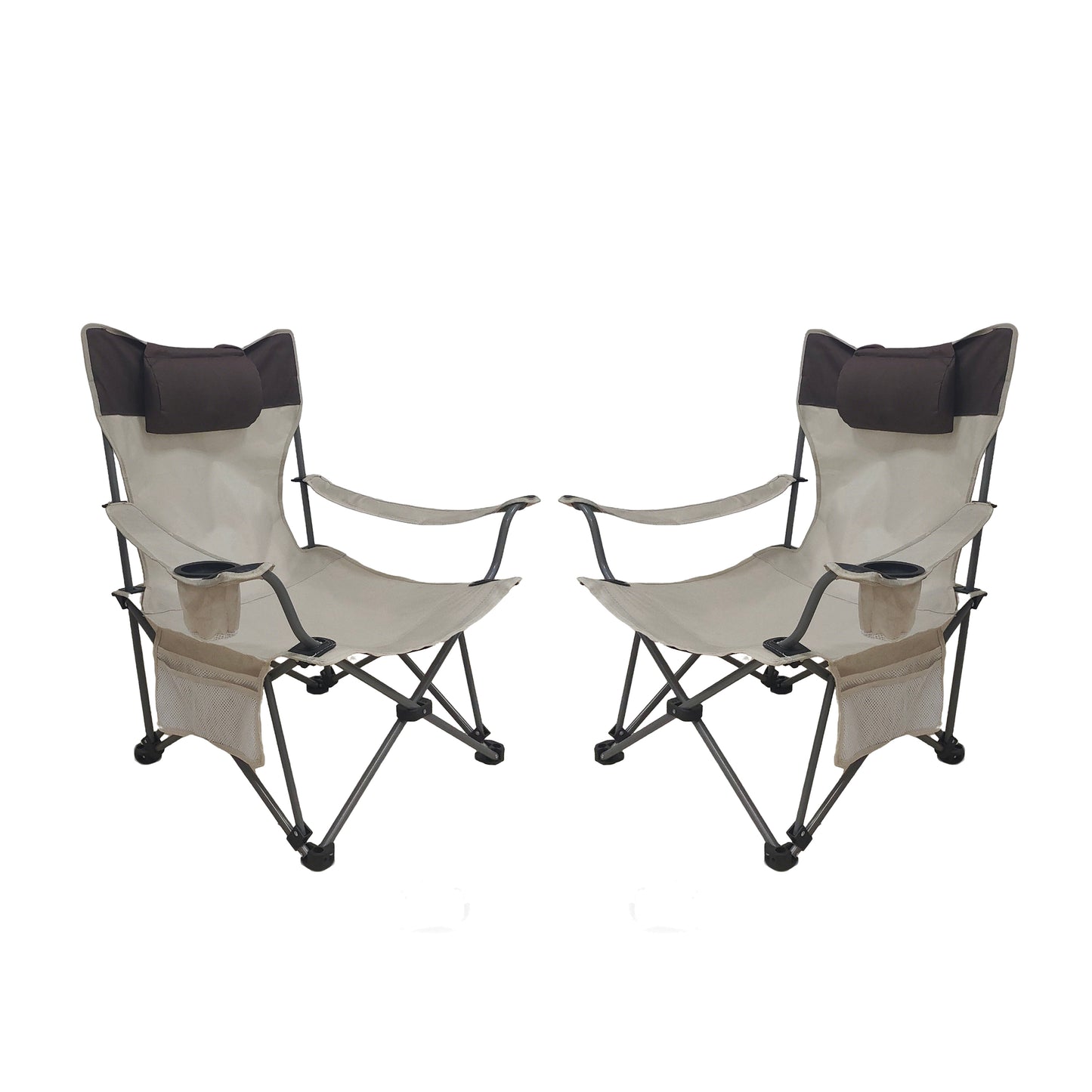Folding Camping Chairs - Portable Adjustable Reclining with Cup Holder