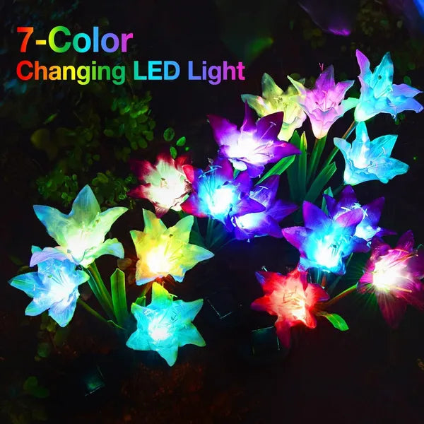 Solar Garden Lights - 4 Pack Color Changing Lily Flowers