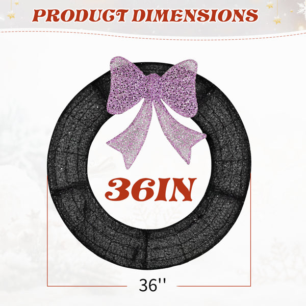 36-Inch Pre-Lit Christmas Wreath with Remote Control LED Lights