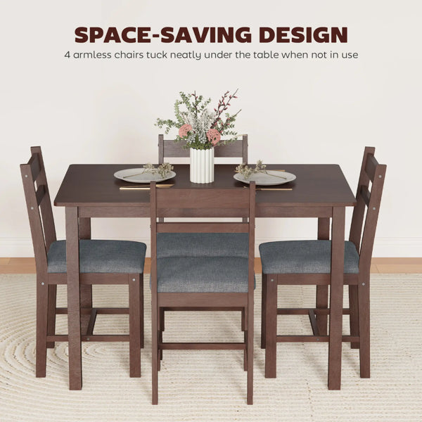 5-Piece Dining Room Set for 4 - Gray & Walnut