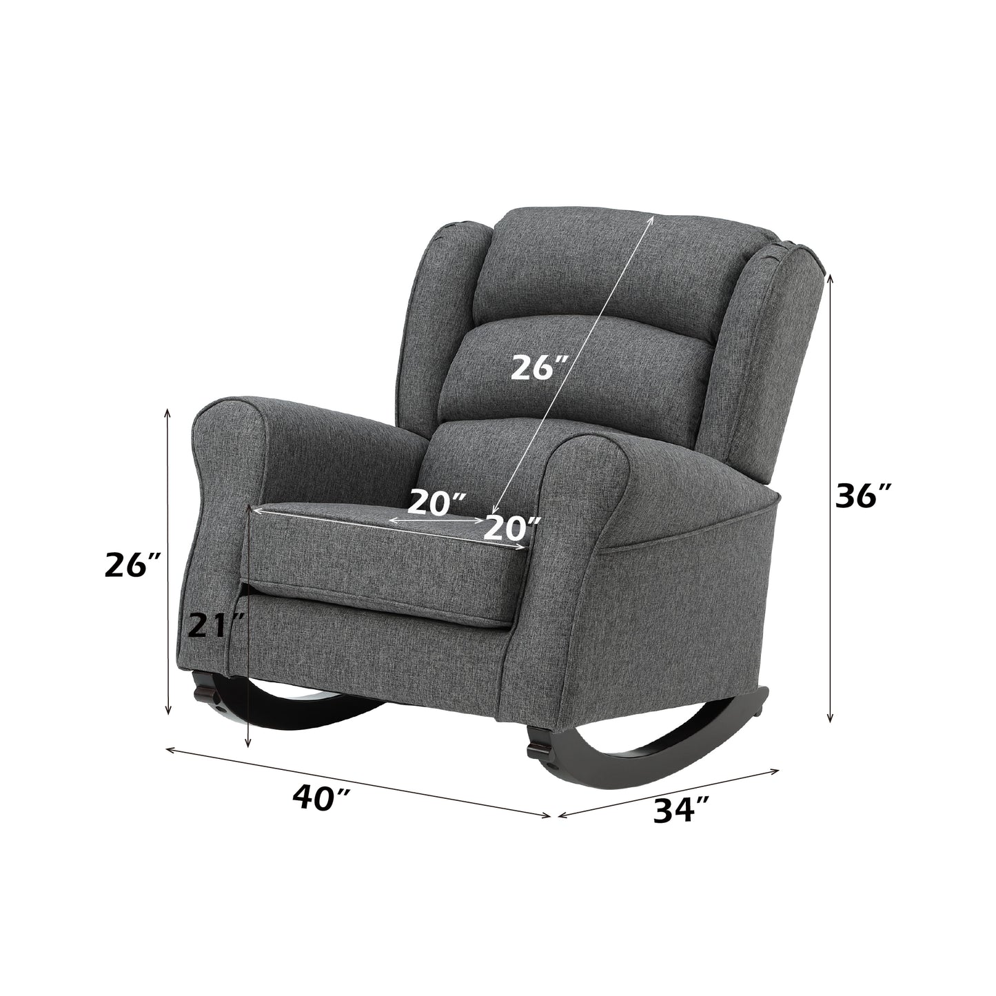 Gray Fabric Rocking Chair - Stylish & Comfortable Design