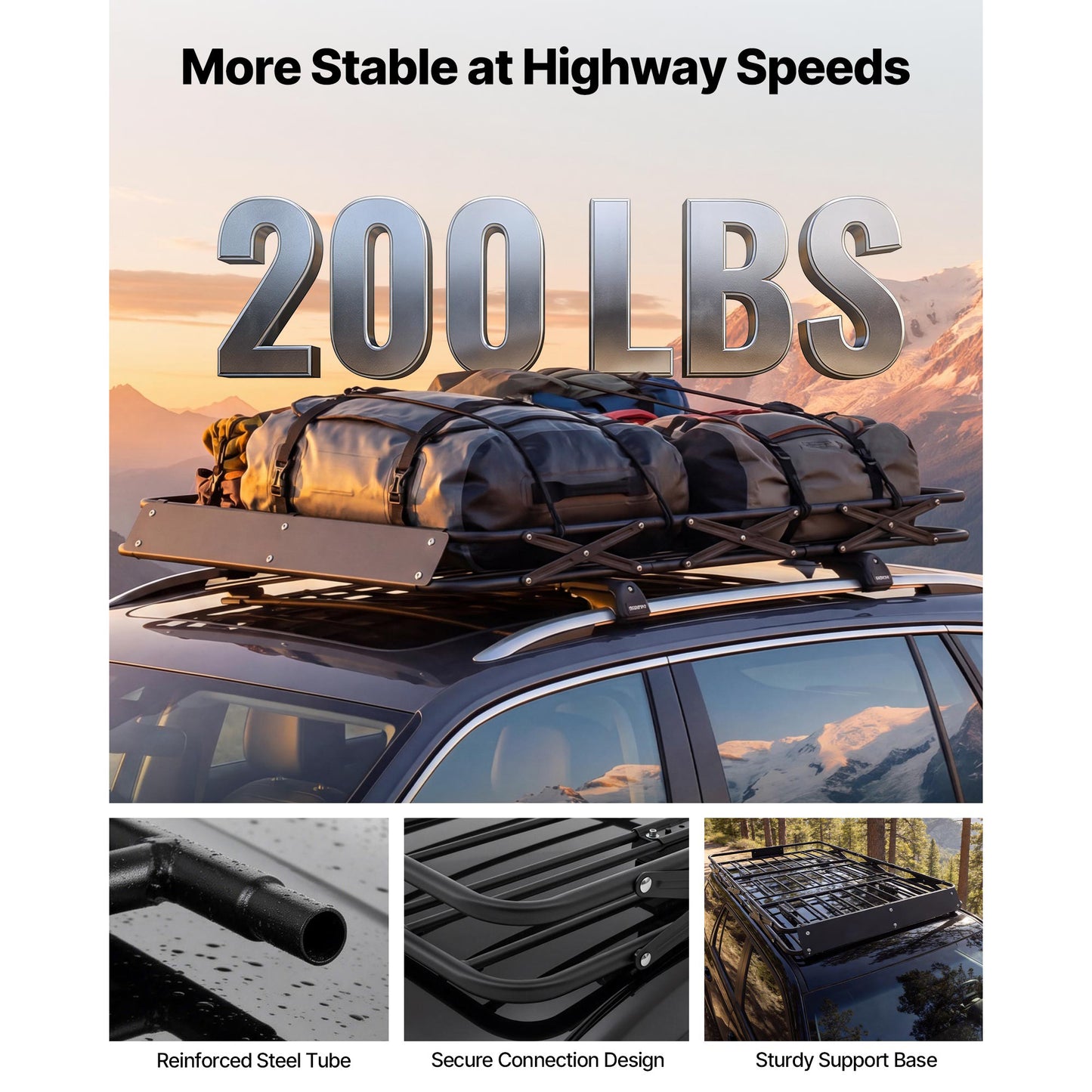 Heavy Duty Roof Cargo Basket 64x39x4 Inches All-Weather SUV Truck Carrier