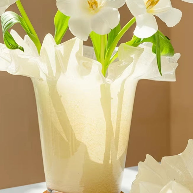 Large Mouth Origami Glass Vase - Modern Art Decorative Flower Jar
