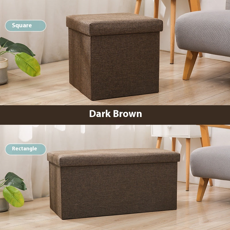 Foldable Shoe Storage Bench with Cotton Linen Upholstery - Multi-Color