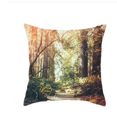 Linen Pillow Cover Nordic Retro Landscape Pattern 45x45cm European Style