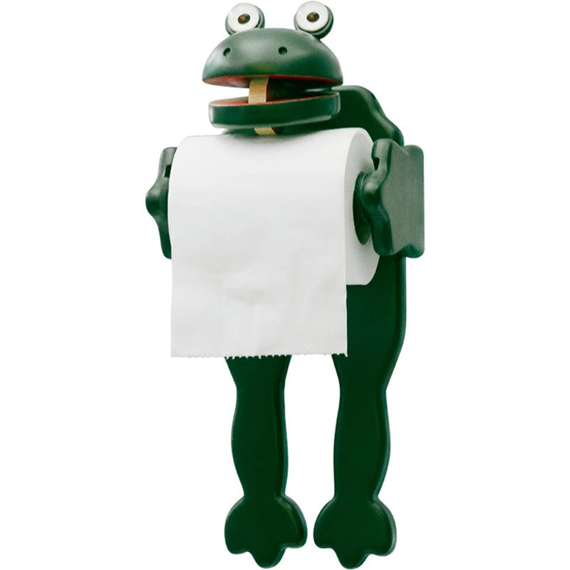 Frog Tissue Paper Holder - Solid Wood Bathroom Toilet Paper Dispenser