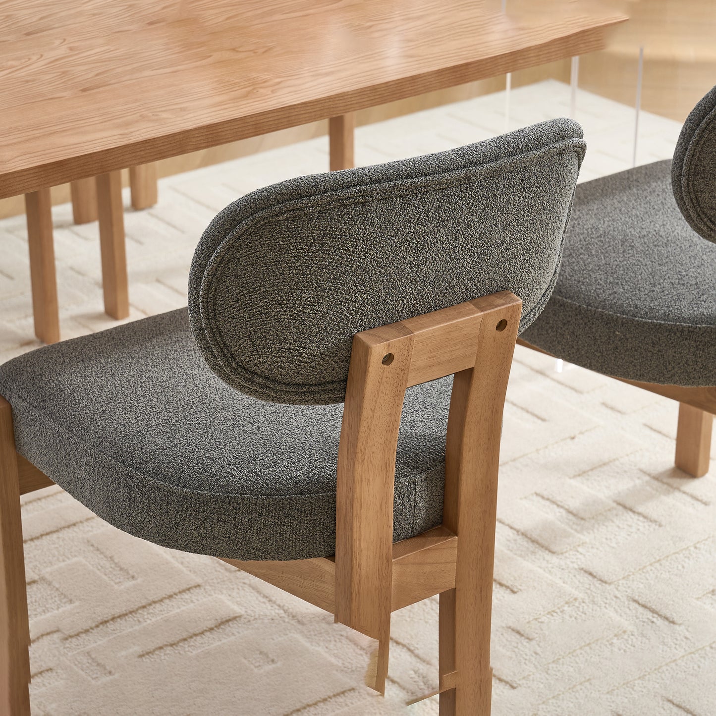 Set of 2 Modern Fabric Upholstered Dining Chairs - Grey