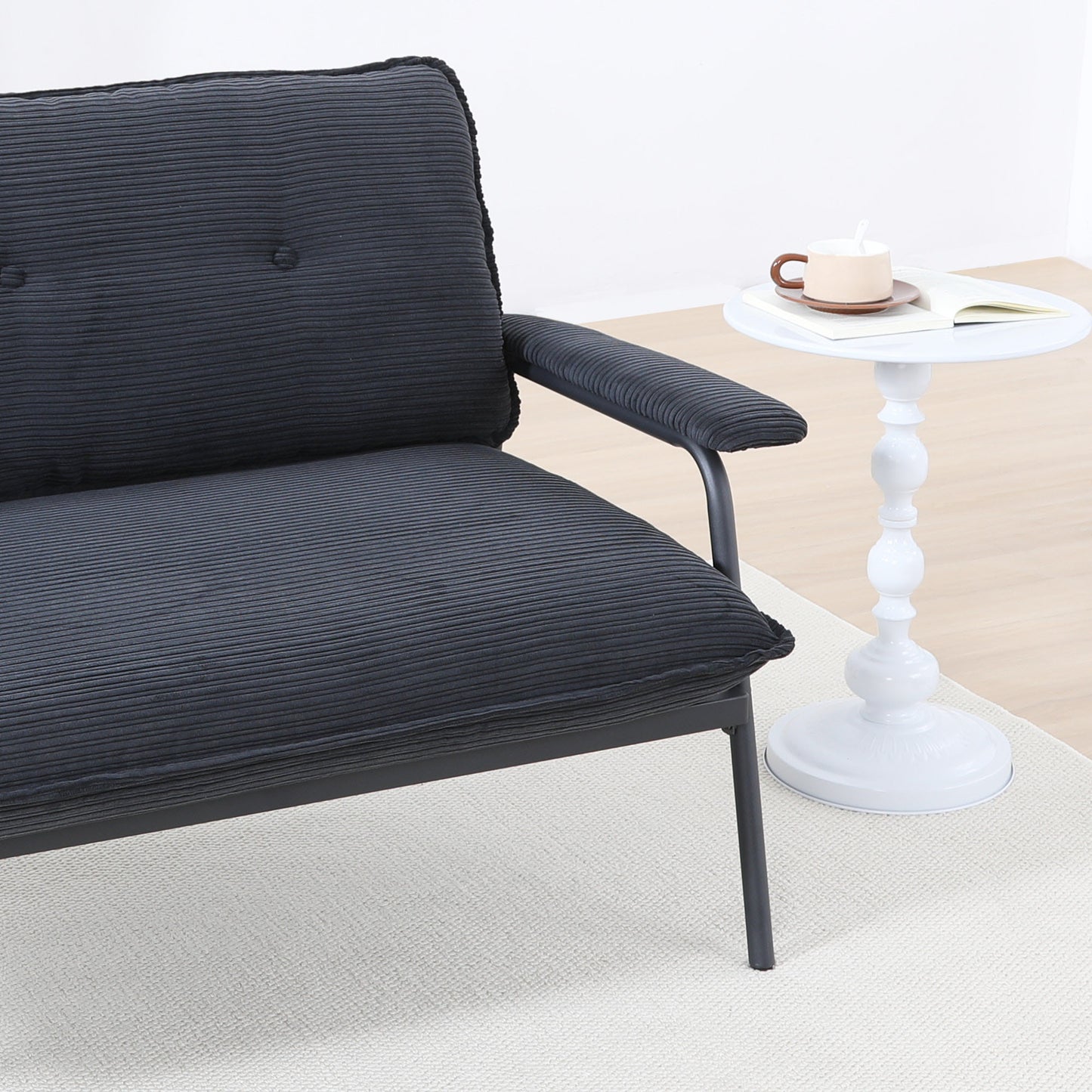 Compact 53-Inch Black Sofa for Small Apartments - 2-Seater