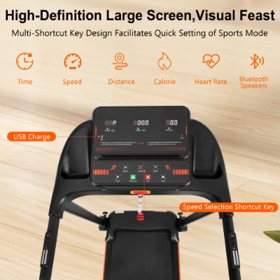 Folding Treadmill for Home - 2.5HP, Bluetooth Speaker, 300lbs Capacity