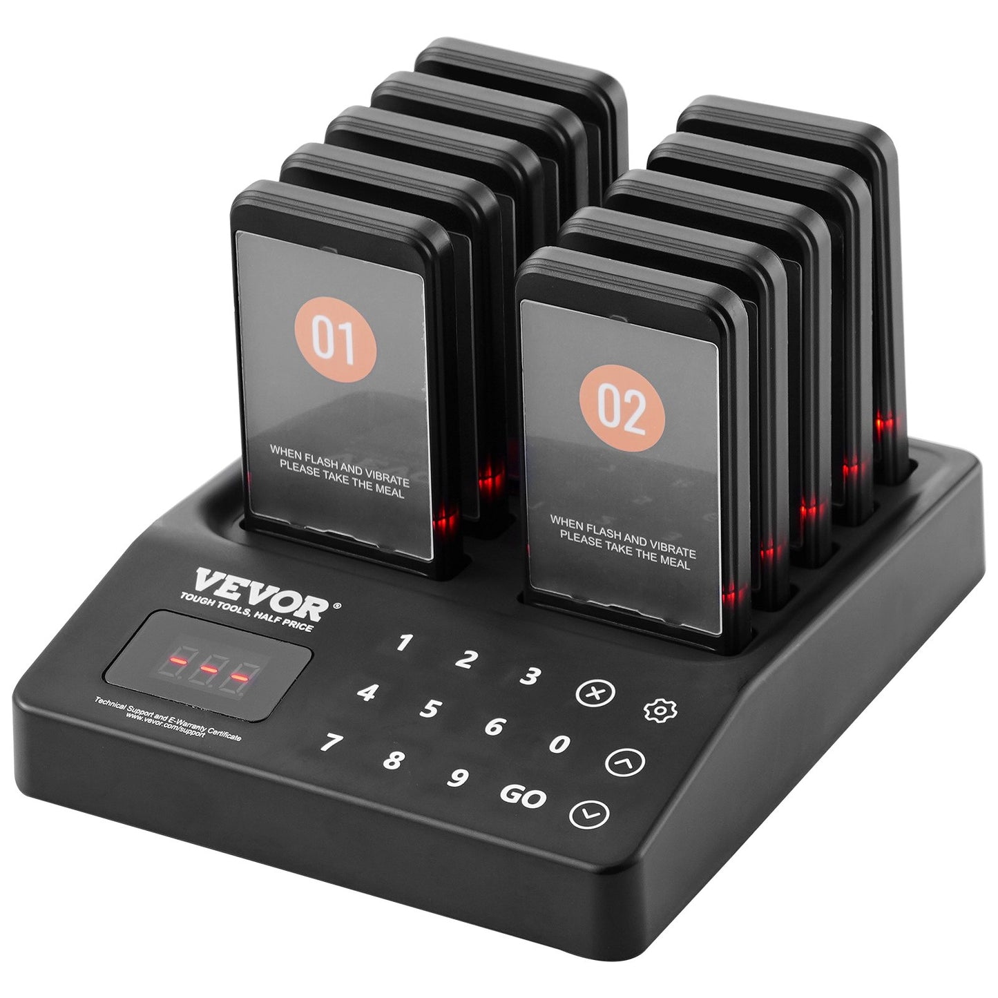 Wireless Restaurant Pager System with 10 Beepers & Long Range