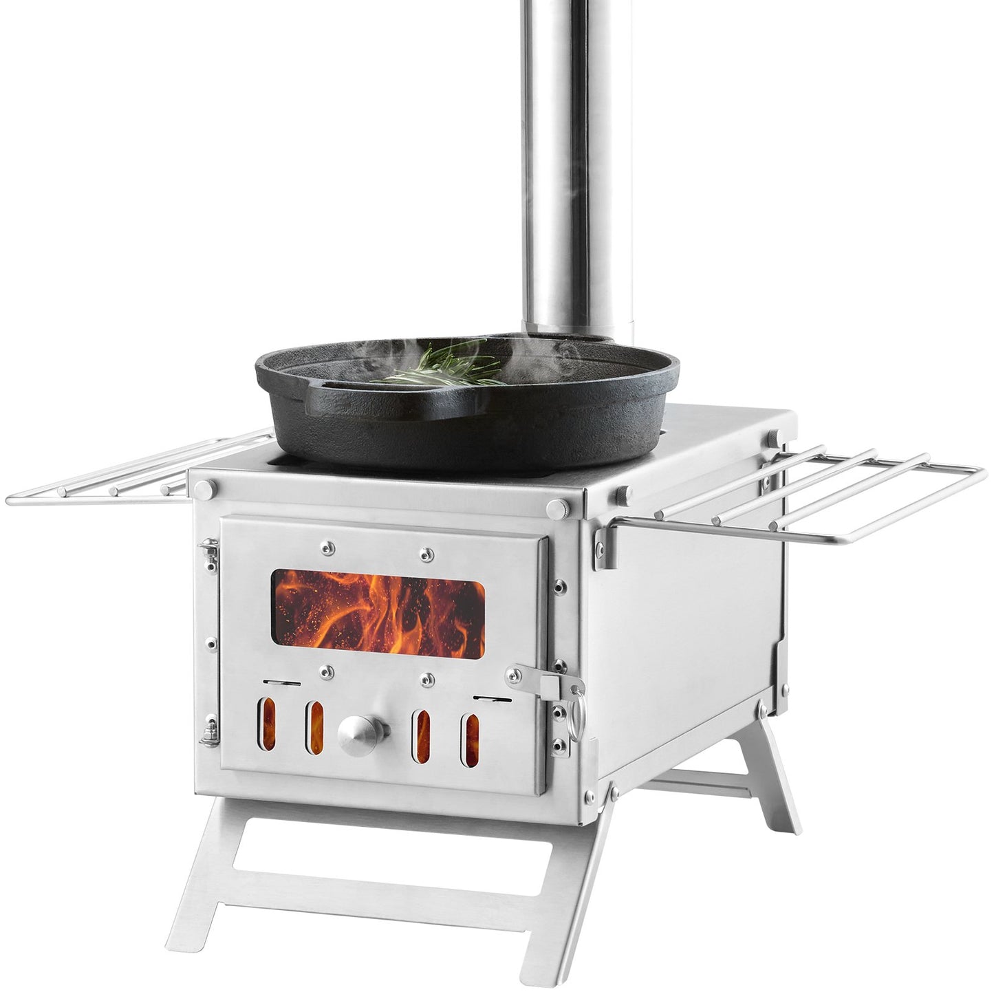 Portable Wood Burning Stove 80 Inch Stainless Steel Camping Tent Heater